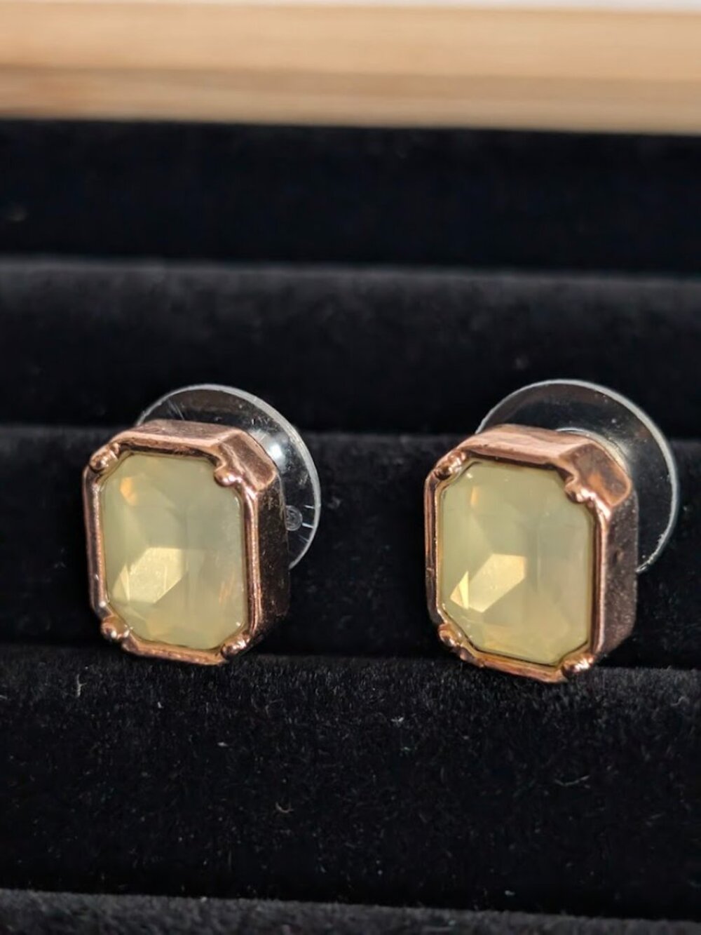 Artisan Made Octagonal Rose Gold Crystal Stud Earrings
